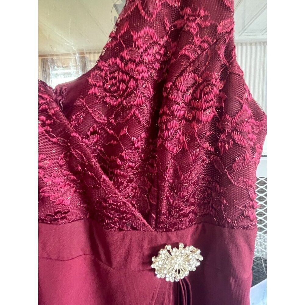 SALLY WIne / Burgundy DRESS with lace jacket SIZE M - Picture 9 of 13